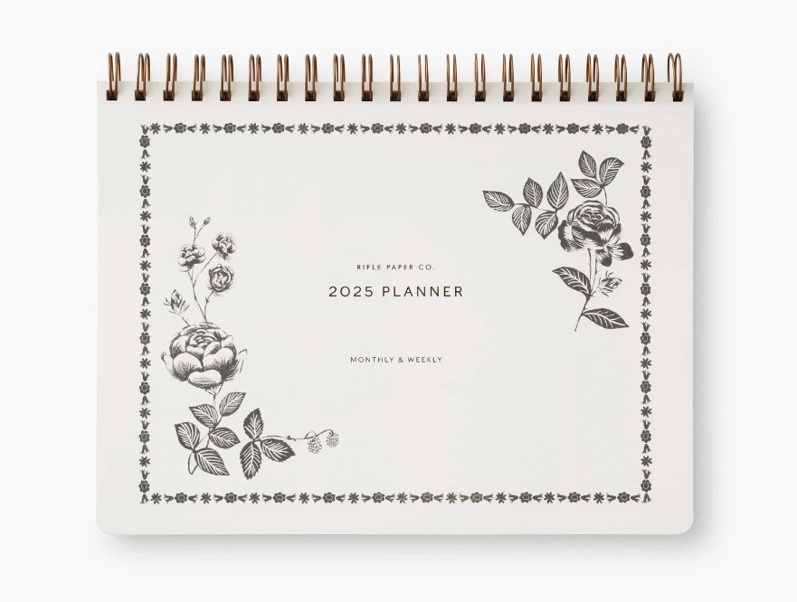 2025 English Rose 12-Month Top Spiral Planner