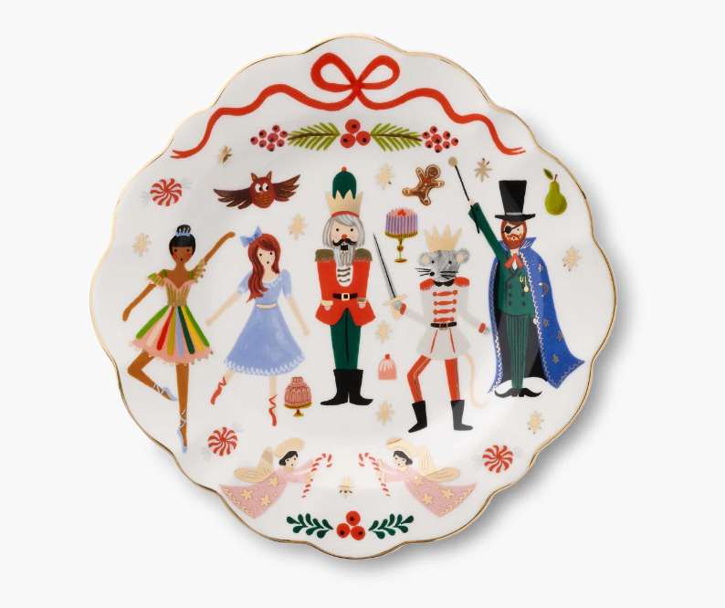 Nutcracker Porcelain Dessert Plate Set