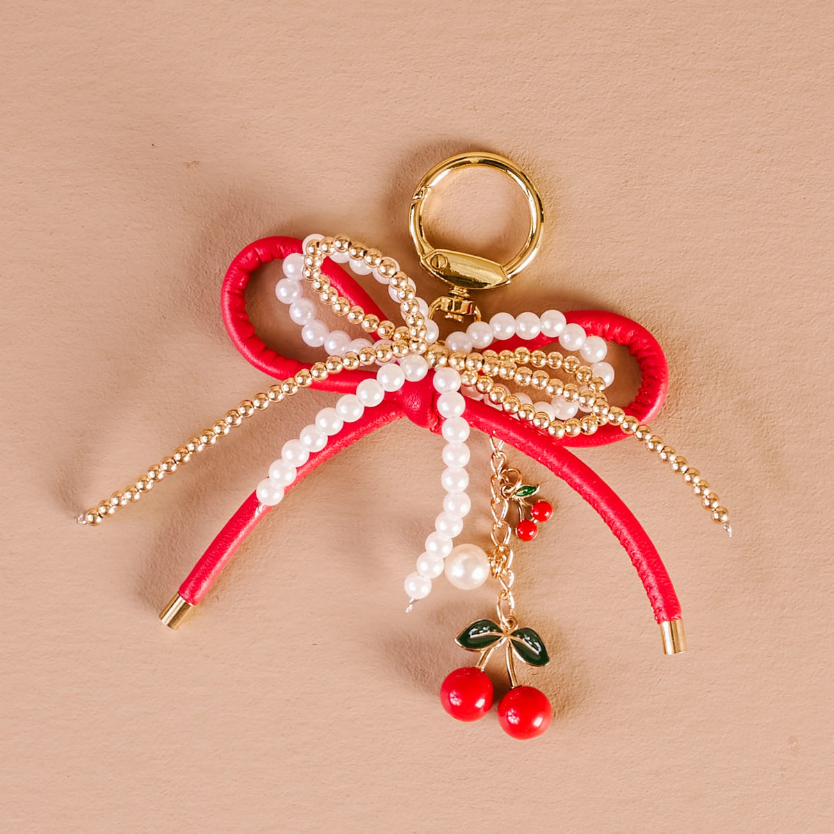 Layered Bows Bag Charm - Cherry Bliss