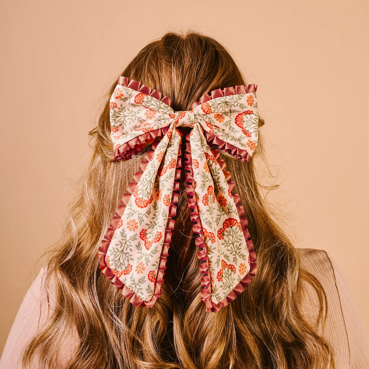 Fancy Frills Hair Bow - Everbloom Dusty Rose