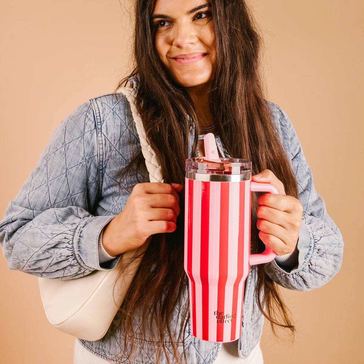 40 oz Lifestyle Flip Straw Tumbler - Peppermint Stripe
