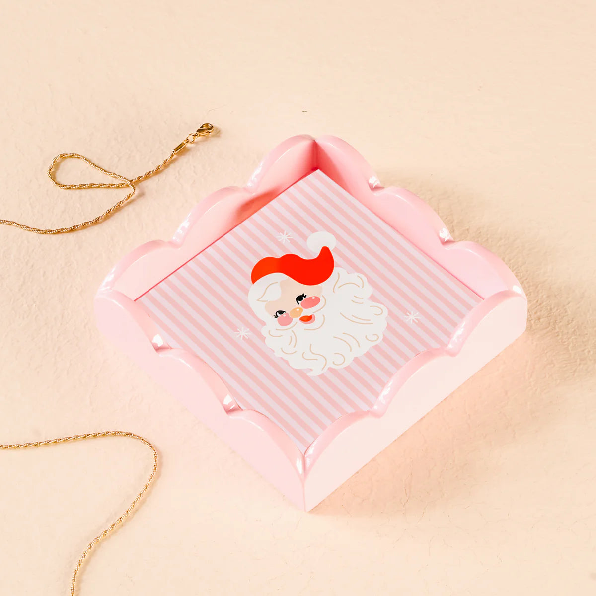 Holly Jolly Santa Scallop Trinket Tray