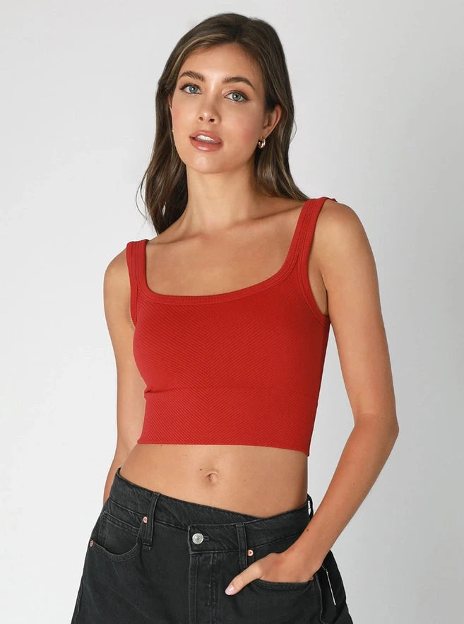 Reversible Herringbone Crop Top