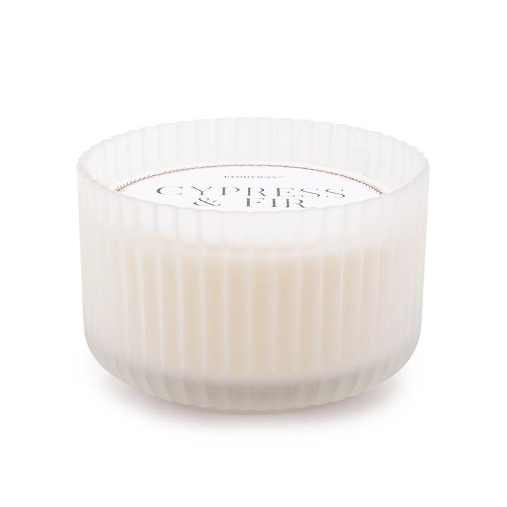 Cypress Fir Holiday White Frosted Candle