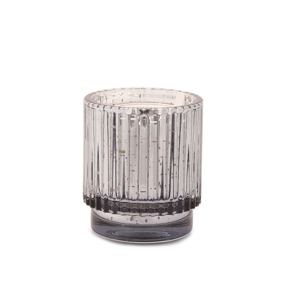 Small Mercury Ribbed Silver Candle
